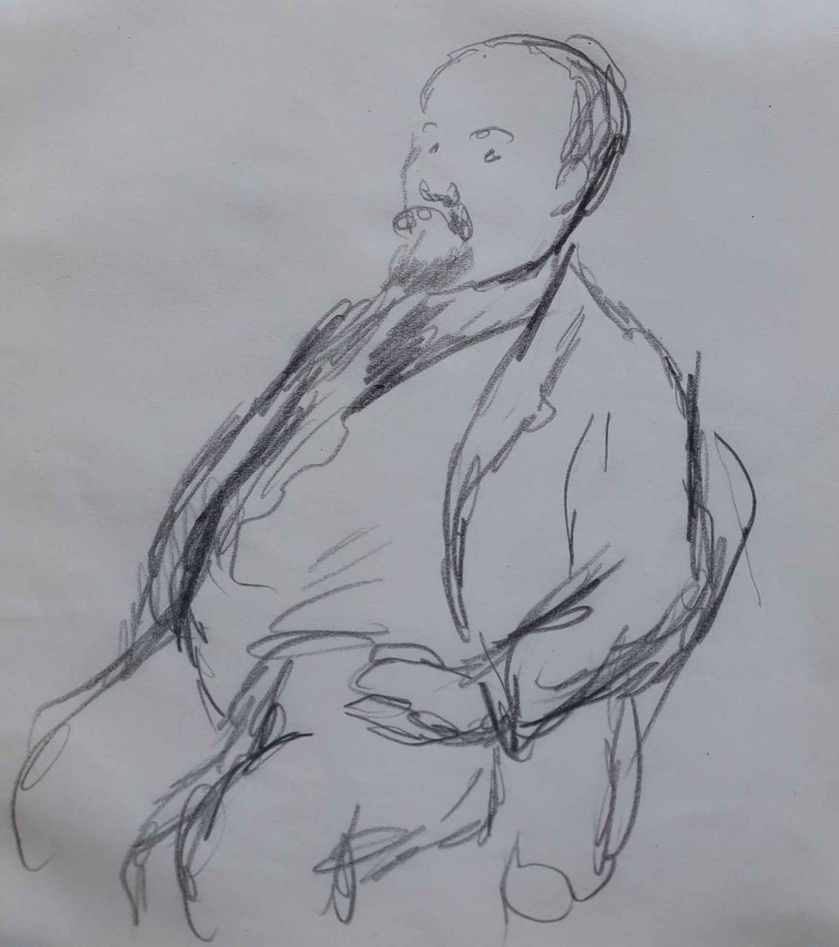 Vanessa Bell (1879-1961), Seated man in a Paris cafe c.1922, pencil on paper, 19 x 17cm